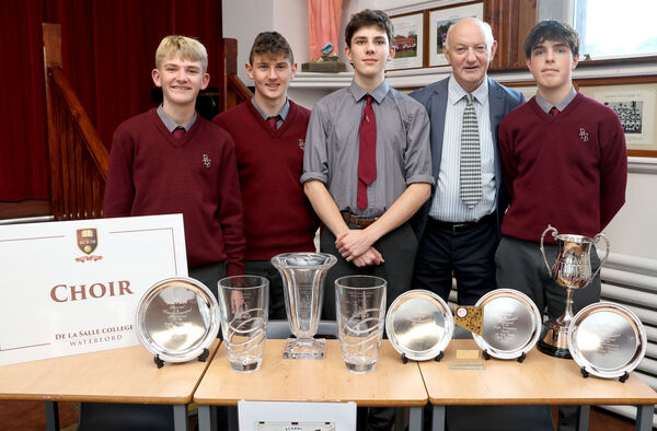 Br. Ben with choir members, Andrew, Conor, Billy and Luca, at De La Salle College Open Night. Photo: Joe Evans Br. Ben with choir members, Andrew, Conor, Billy and Luca, at De La Salle College Open Night. Photo: Joe Evans