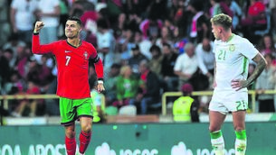 <p class="contextmenu internal_Caption">Portugal’s Cristiano Ronaldo celebrates scoring his sides second goal against Ireland in their most recent meeting.</p>