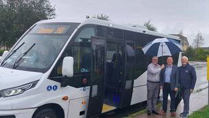 <p>Pictured with Damien are Chairman Cllr. John Pratt, General Manager James O'Donoghue and driver Francis Harmon.</p>