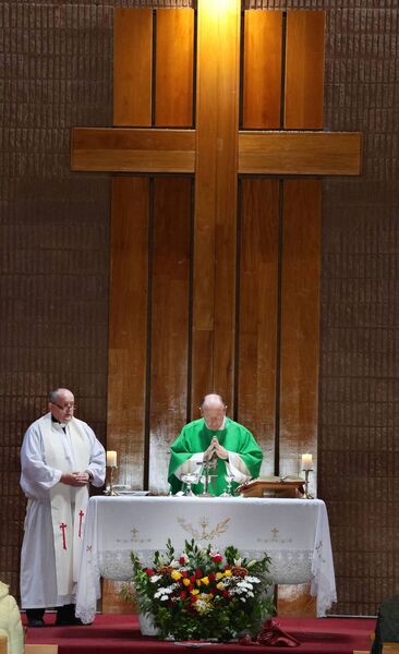Fr Robert Grant and Bishop Alphonsus Cullinan, celebrated the 50th Anniversary Mass at St. Saviours. Photo: Joe evans Fr Robert Grant and Bishop Alphonsus Cullinan, celebrated the 50th Anniversary Mass at St. Saviours. Photo: Joe evans