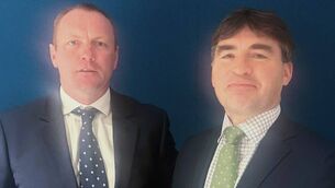 <p>ICMSA President, Denis Drennan and EU Commission official, Gijs Schilthuis, of DG Agriculture</p>