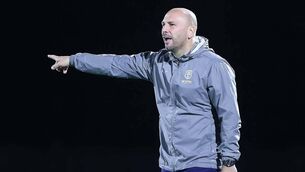 <p>Waterford FC interim Head Coach Matt Lawlor issuing instructions during the game against Derry City.</p>