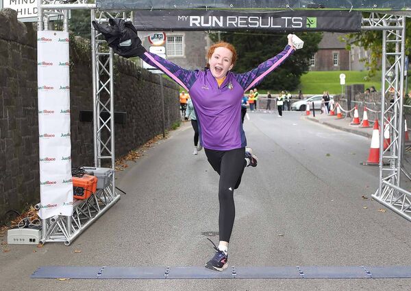 Ella Shanahan finished rthe Solas Run with a hop and a skip over the line. Ella Shanahan finished rthe Solas Run with a hop and a skip over the line.