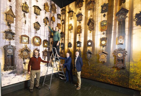 Pictured at the museum preparing for the clock change are Project Manager Eamonn McEneaney, museum benefactor David Boles, and co-curator Colman Curran, Conor Walsh Museum Technical Support - Photo Patrick Browne. Pictured at the museum preparing for the clock change are Project Manager Eamonn McEneaney, museum benefactor David Boles, and co-curator Colman Curran, Conor Walsh Museum Technical Support - Photo Patrick Browne.
