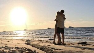 <p>Orla Jordan and Jack Bell after she had said yes</p>