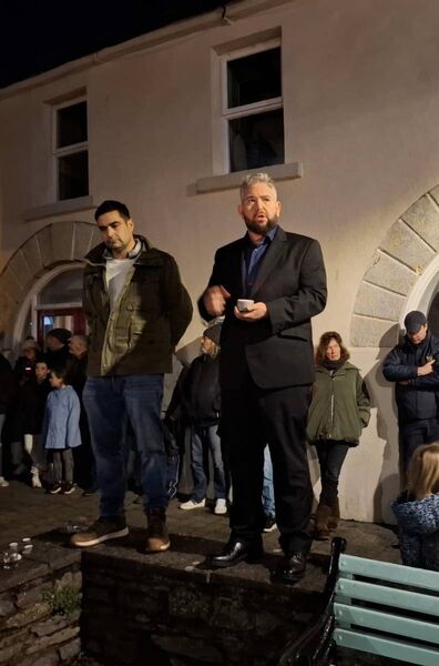 Conor D. McGuinness TD addressing the vigil in Cappoquin alongside Cllr. Donnchadh Mulcahy. Conor D. McGuinness TD addressing the vigil in Cappoquin alongside Cllr. Donnchadh Mulcahy.