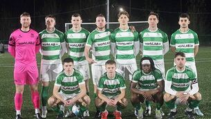 <p>Villa FC team that defeated Crystal in the Munster Junior Cup at workLAB Connors Park on Saturday night last. Photos: Paul Elliott</p>