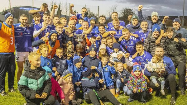 Mount Sion players and management celebrate their victory over Colligan in the JJ Kavanagh & Sons Co. Intermediate Football final at Cappoquin Logistics Fraher Field. Photos: Sean Byrne Mount Sion players and management celebrate their victory over Colligan in the JJ Kavanagh & Sons Co. Intermediate Football final at Cappoquin Logistics Fraher Field. Photos: Sean Byrne