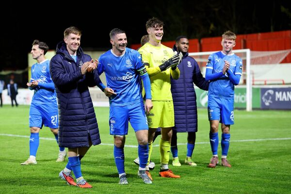 Waterford FC players, Sam Glenfield, Padraig Amond, Stephen McMullan, Nayajo Bakboord and Conan Noonan at the end of the game against St. Patrick's Athletic at Richmond Park. Photos: INPHO/Bryan Keane Waterford FC players, Sam Glenfield, Padraig Amond, Stephen McMullan, Nayajo Bakboord and Conan Noonan at the end of the game against St. Patrick's Athletic at Richmond Park. Photos: INPHO/Bryan Keane
