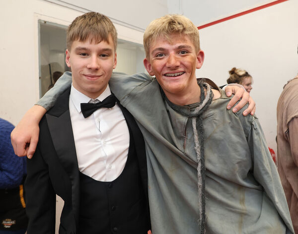 Joseph Kiely and Andrew Bierry, back stage at De La Salle College, production of Les Misérables. Photo: Joe Evans  Joseph Kiely and Andrew Bierry, back stage at De La Salle College, production of Les Misérables. Photo: Joe Evans