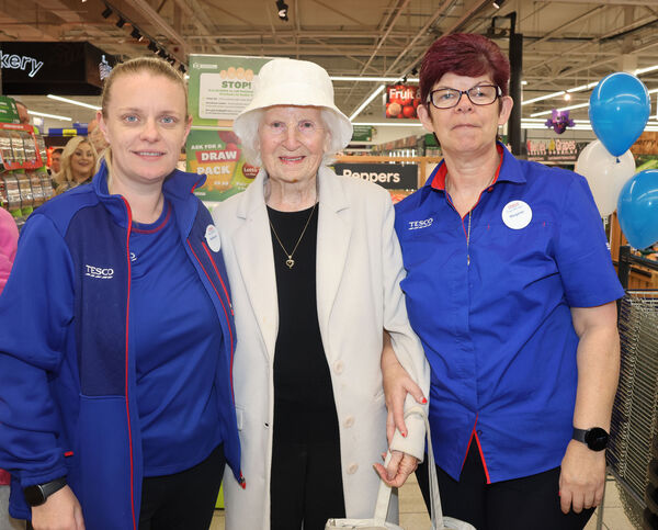 Stephanie Reilly and Margaret Sutton with Ursula Newman, who celebrated her 91st birthday, pictured at the official launch of the New Look Tesco Lisduggan. Photo: Joe Evans  Stephanie Reilly and Margaret Sutton with Ursula Newman, who celebrated her 91st birthday, pictured at the official launch of the New Look Tesco Lisduggan. Photo: Joe Evans