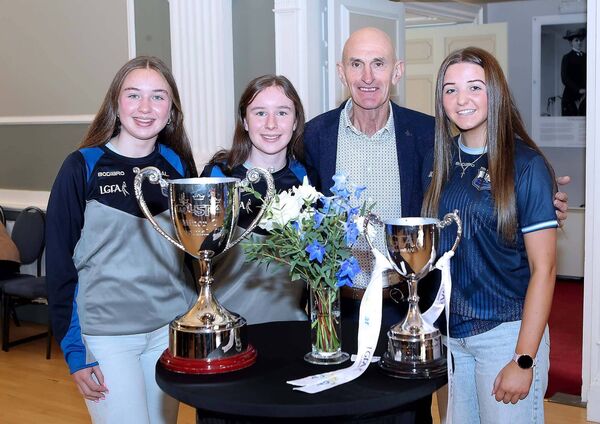 Cllr. Seanie Power pictured with Waterford Ladies minor football team members Amy Lunch, Clodagh Power and Jodie Whelan. Photo: Noel Browne Cllr. Seanie Power pictured with Waterford Ladies minor football team members Amy Lunch, Clodagh Power and Jodie Whelan. Photo: Noel Browne