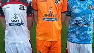 <p>The new Portlaw Utd U15 jerseys sponsored by Jimmy's Takeaway</p>