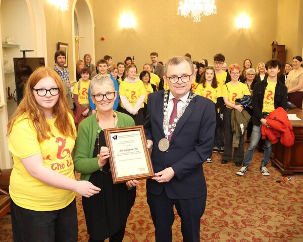 Mayor of Waterford City & County, Cllr. Seamus Ryan presenting scroll to Molly O'Driscoll and Breda Murphy, on behalf of WYA. Photo: Joe Evans Mayor of Waterford City & County, Cllr. Seamus Ryan presenting scroll to Molly O'Driscoll and Breda Murphy, on behalf of WYA. Photo: Joe Evans
