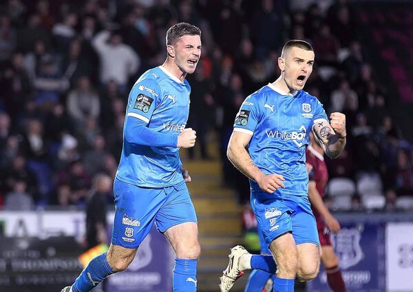 Waterford FC's Padraig Amond celebrates his goal with Darragh Leahy. This goal, his 14th of the season, resulted in Podge winning the golden boot for most goals in the SSE Airtricity Men's Premier Division. Waterford FC's Padraig Amond celebrates his goal with Darragh Leahy. This goal, his 14th of the season, resulted in Podge winning the golden boot for most goals in the SSE Airtricity Men's Premier Division.