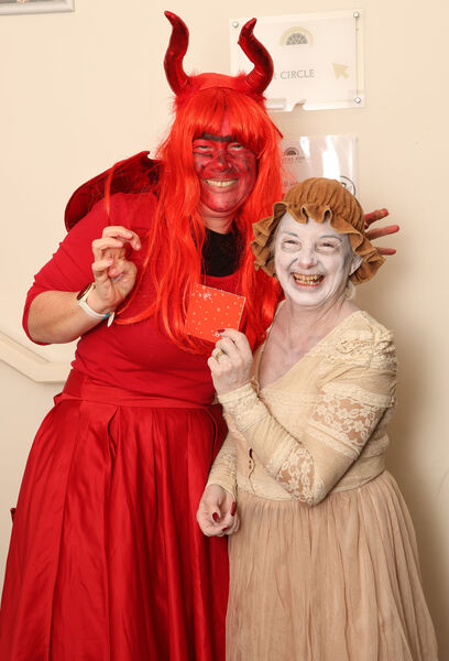 Sam, winner of the best costume received her prize fom Mary at the Tramore Community Theatre Group, production of the Addams Family at the Theatre Royal. Photo: Joe Evans Sam, winner of the best costume received her prize fom Mary at the Tramore Community Theatre Group, production of the Addams Family at the Theatre Royal. Photo: Joe Evans
