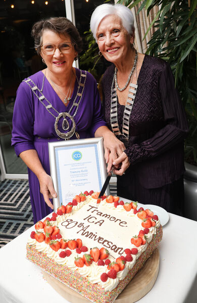  Mary Darcy, National President, and Noeline Power, Tramore Guild President, at the Tramore ICA 80th Anniversary Dinner in the Majestic Hotel.