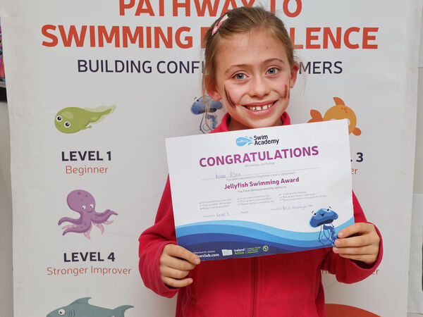  Kate, who received her Level 2 swimming certificate at Kingfisher.