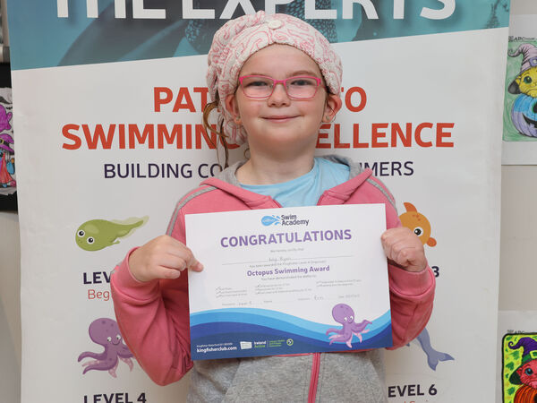 Lily, who received her Level 4 swimming certificate at Kingfisher.