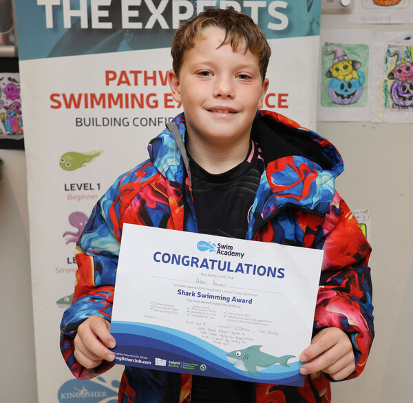  Alex, who received his Level 7 swimming certificate at Kingfisher.