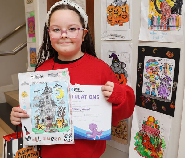  Annalise, who received his Level 4 swimming certificate at Kingfisher and was also a winner in the Halloween colouring competition.