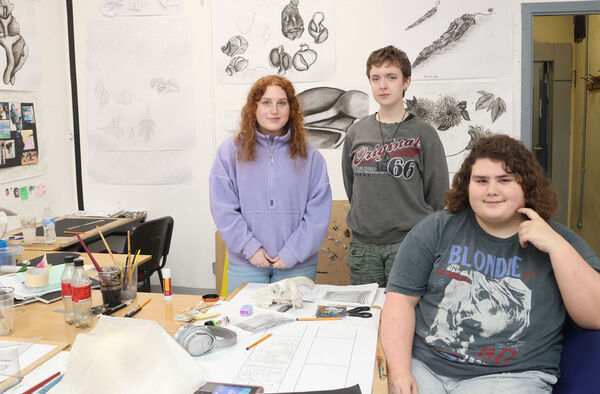 Students, Charlotte, Heather and Michaela, at the WCFE Open Day Art Class. Students, Charlotte, Heather and Michaela, at the WCFE Open Day Art Class.