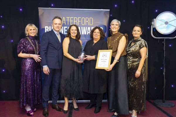 Caroline Barron, PTSB, presents Aoife Fitzgerald, and Will Lee of Fitzgerald Menswear Group, with the Retailer of the Year Award. Also included are Michelle Condon, WLR, Éadaoin Carrick, Waterford Chamber President and Oren Byrne, Dungarvan & West Chamber President. Photo: Patrick Browne Caroline Barron, PTSB, presents Aoife Fitzgerald, and Will Lee of Fitzgerald Menswear Group, with the Retailer of the Year Award. Also included are Michelle Condon, WLR, Éadaoin Carrick, Waterford Chamber President and Oren Byrne, Dungarvan & West Chamber President. Photo: Patrick Browne