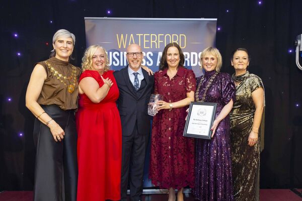 Food, Beverage & Hospitality Award: Fiona Kirwan, PwC, presents Fiona Byrne and David Kearns, The Railway Cottage, with the Taste of Waterford Award. Also included are Michelle Condon WLR, Éadaoin Carrick, Waterford Chamber President and Oren Byrne, Dungarvan & West Chamber President. Photo: Patrick Browne Food, Beverage & Hospitality Award: Fiona Kirwan, PwC, presents Fiona Byrne and David Kearns, The Railway Cottage, with the Taste of Waterford Award. Also included are Michelle Condon WLR, Éadaoin Carrick, Waterford Chamber President and Oren Byrne, Dungarvan & West Chamber President. Photo: Patrick Browne