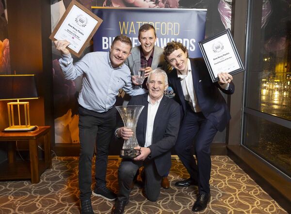Pictured are Dave Barry, Dean Donnelly, Ian Fahey and Isaac Barry of Dave Barry Plastics, with the Overall Waterford Business of the Year Award. Photo: Patrick Browne Pictured are Dave Barry, Dean Donnelly, Ian Fahey and Isaac Barry of Dave Barry Plastics, with the Overall Waterford Business of the Year Award. Photo: Patrick Browne