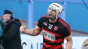 <p>Ballygunner's Dessie Hutchinson celebrates after scoring his second goal of the game. </p>