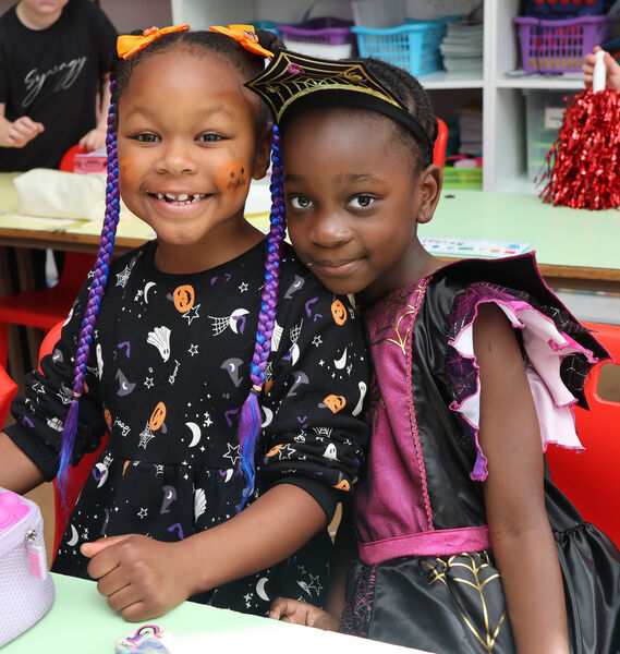 Kaiya and Kourtney, dressed up for St. Ursula's mid-term Halloween Party. Kaiya and Kourtney, dressed up for St. Ursula's mid-term Halloween Party.