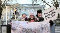 Friends of the Earth set up draughty sitting room outside the Dáil to highlight new Bill