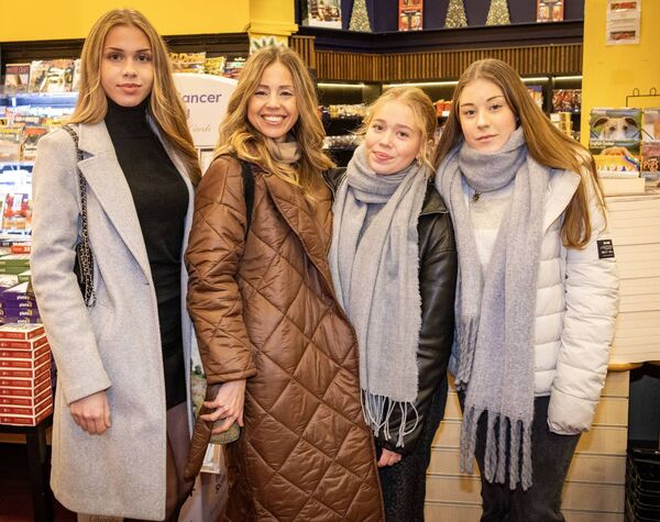 Carla Butler Postigo, Marie Carmen Postigo, Leagh Butler and Aitana Monrabal, at The Book Centre for the launch of Festive Star and Colourful Memories of Waterford. Photo: Joe Evans