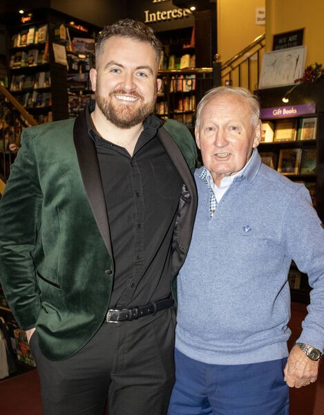 Glenn Murphy and Alfie Hale, special guests at the launch of Festive Star and Colourful Memories of Waterford. Photo: Joe Evans