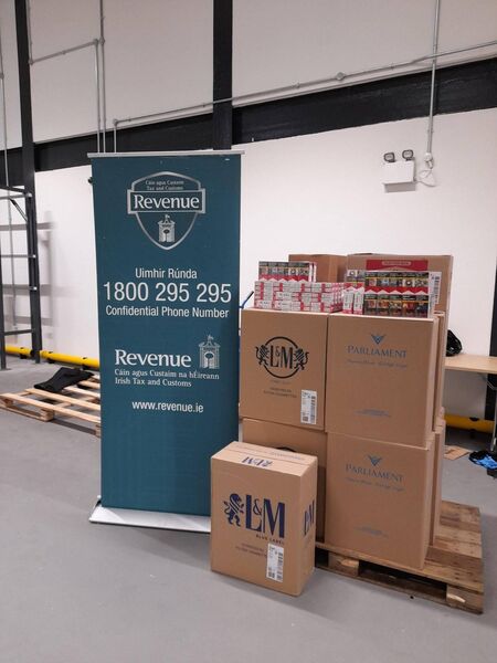 The cigarettes, branded L&amp;M Blue Label, Marlboro, and Parliament, represent a potential loss to the exchequer of more than €104,120. Picture: Revenue.