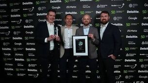 <p>Klearcom at the Deloitte Fast 50 awards. Picture L-R: Michael Kinsella, Enterprise Solutions Manager; Mark Rohan, Co-founder and Chief Operating Officer; Tomas Piacek, Director of Global Sales; Cathal Ryan, Marketing Executive </p>