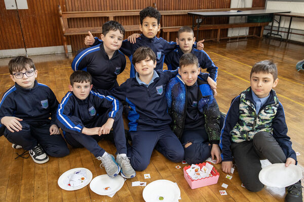  Fifth class pupils at Mount Sion Primary school learning about Healthy Eating in a fitness class in the school.