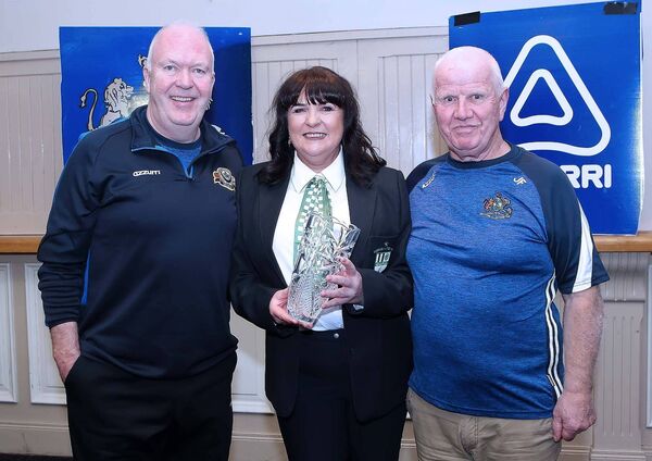 Special Recognition award winner Debbie Torpey, Carrick United FC pictured with Damien Tiernan and John Foskin, WDJL.