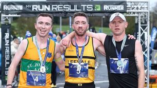 <p>The first three home in the Waterford AC Men's Half Marathon on Saturday last were Ryan Creech, Leevale AC 1st, Jake O'Regan, St.John's AC 2nd and William Maunsel, Clonmel AC 3rd. Photos: Noel Browne</p>