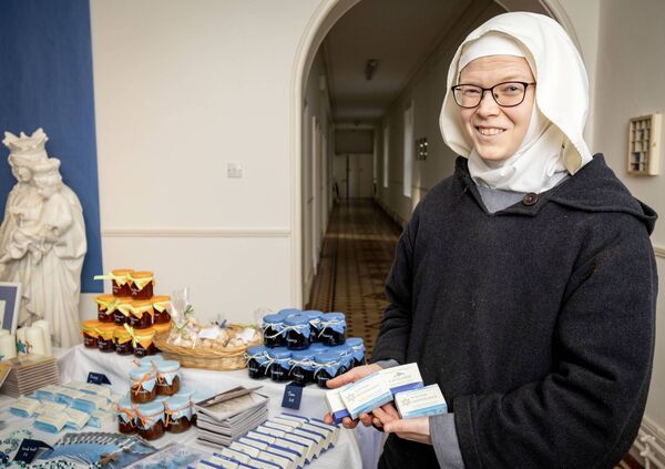 Sr. Ann Raphael with her handmade soaps.