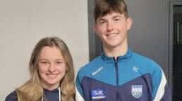 Abbie Fitzpatrick and Stephen Coffey celebrating their sporting achievements at the 2025 Sliabh gCua/St.Mary’s A.G.M.