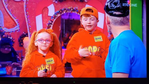 George and Ophelia on the Late Late Toy Show.