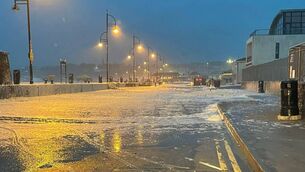 <p>Flooding on the Prom in Tramore. Picture Credit: Waterford City and County Council.</p>
