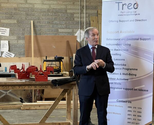 Former Mountjoy prison governor John Lonergan speaking at the launch of the 'Kickstarting the Community' initiative. Photo: Alex Cunningham