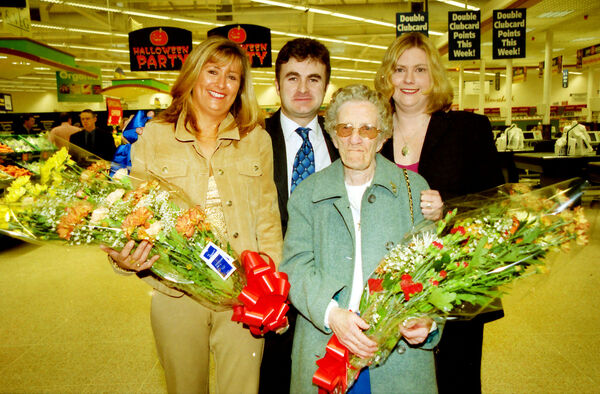  Pictured at the opening of the new look Tesco Poleberry are Linda Grace, longest serving staff member, Biddy Griffin, Waterside who performed the official opening , Ray Morrissey, Manager and Karen Tubbritt.