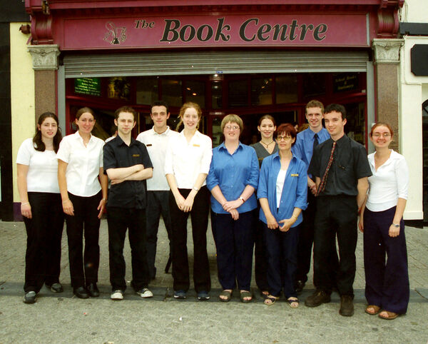 Pictured are the staff members from Scholar's Bookstore, The Book Centre, back in 2000, from left, sarah Ennis, Michelle Farrell, Tom Farrell, Iam Fleming, Deordre Pollard, Mary Farrell, Anne Dineen, Pat Courtney, Gary Walsh, Alan Brett and Blaithnead Roche. Pictured are the staff members from Scholar's Bookstore, The Book Centre, back in 2000, from left, sarah Ennis, Michelle Farrell, Tom Farrell, Iam Fleming, Deordre Pollard, Mary Farrell, Anne Dineen, Pat Courtney, Gary Walsh, Alan Brett and Blaithnead Roche.