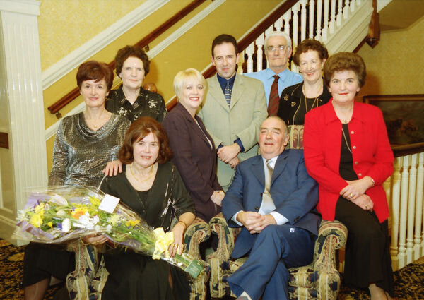  Attending a retirement function in the Granville Hotel were, Maurice Power, with family and friends. Maurice had retired from Cherry's Brewery after 25 years service back in 2000.