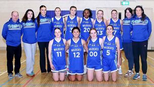 <p>The SETU Waterford Wildcats and management team ahead of the game against Fr. Matthews in the Women's Super League at the Mercy Gym. Photos: Noel Browne</p>