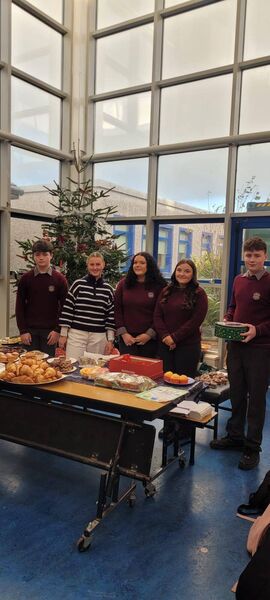 Ms Harty and some of the TY helpers at the St Declan's Community College bake sale.