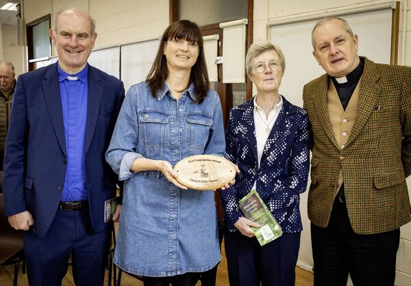 St. Joseph and St. Benildus Church, received the Eco-Congregation Award, Caring for God's Creation, pictured are, Fr. Liam Power, Cecily Maher, Anna Byrne, D.C. and Rev. Daniel Fleming. Photo: Joe Evans